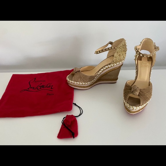 Christian louboutin Madcarina 120 Tan Suede Wedge - Picture 2 of 10